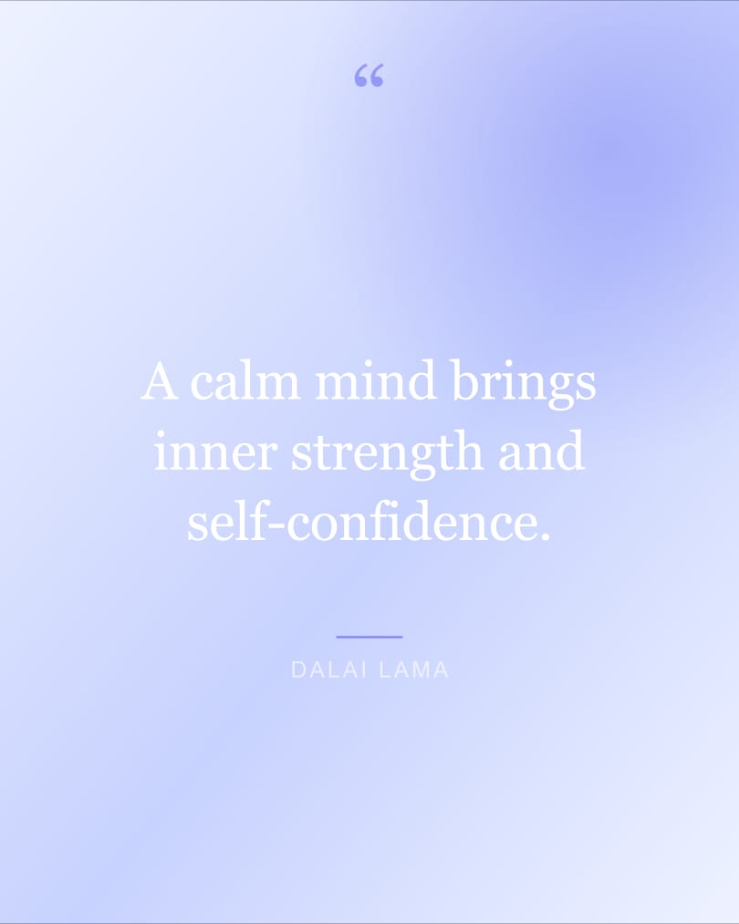 Quote wallpaper reading "A calm mind brings inner strength and…" on a lavender and lavender background, HD, 4:5 format