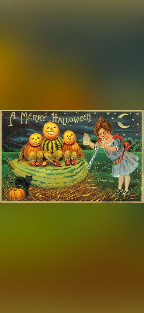 "A Merry Halloween." wallpaper in charcoal and olive tones, Full HD, 16:9 format for phone