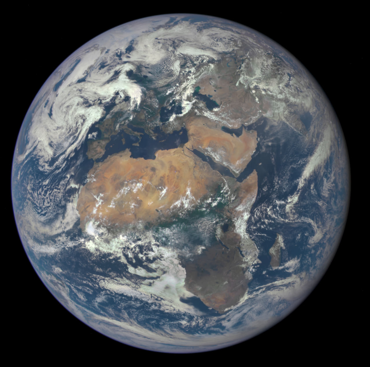 Africa and Europe from a Million Miles Away wallpaper in near-black and slate tones, Full HD, 1:1 format for phone