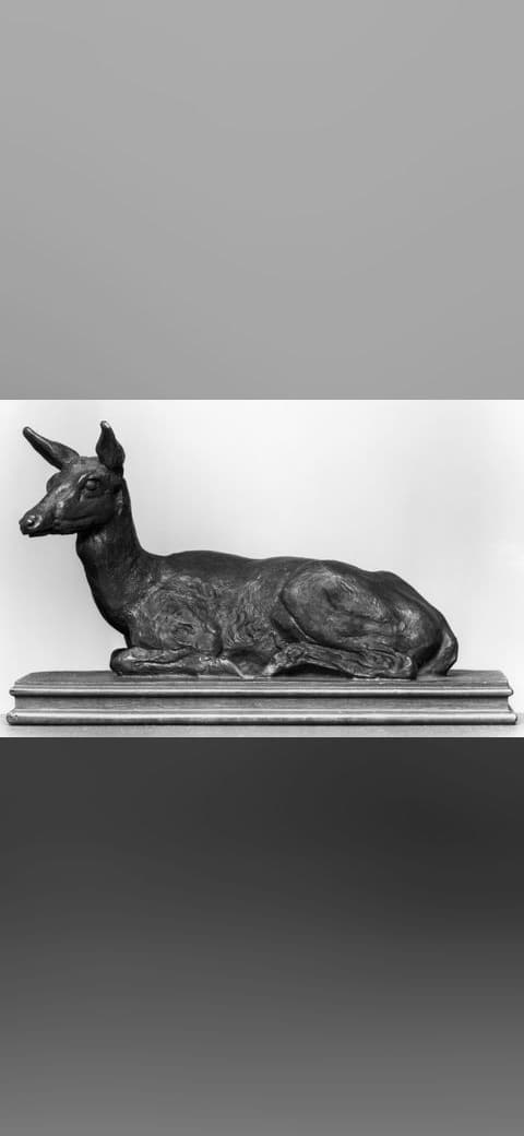 Antoine-Louis Barye - Doe Lying Down - Walters 2730 wallpaper in lavender and charcoal tones, Full HD, 16:9 format for phone
