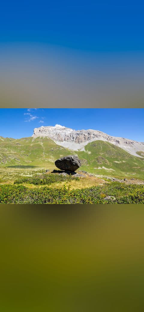 Balancing rock, Atsgara Valley, Mount Zagedan,… wallpaper in sage green and olive tones, Full HD, 4:3 format for desktop