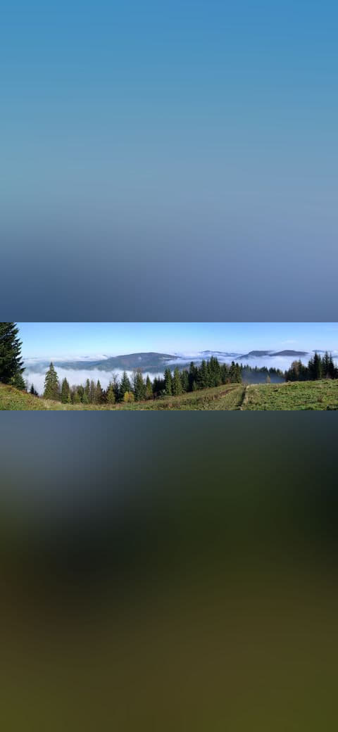 Beskid Wyspowy - panorama z Jaworzynki wallpaper in pale sky and sky blue tones, Full HD, 21:9 format for phone