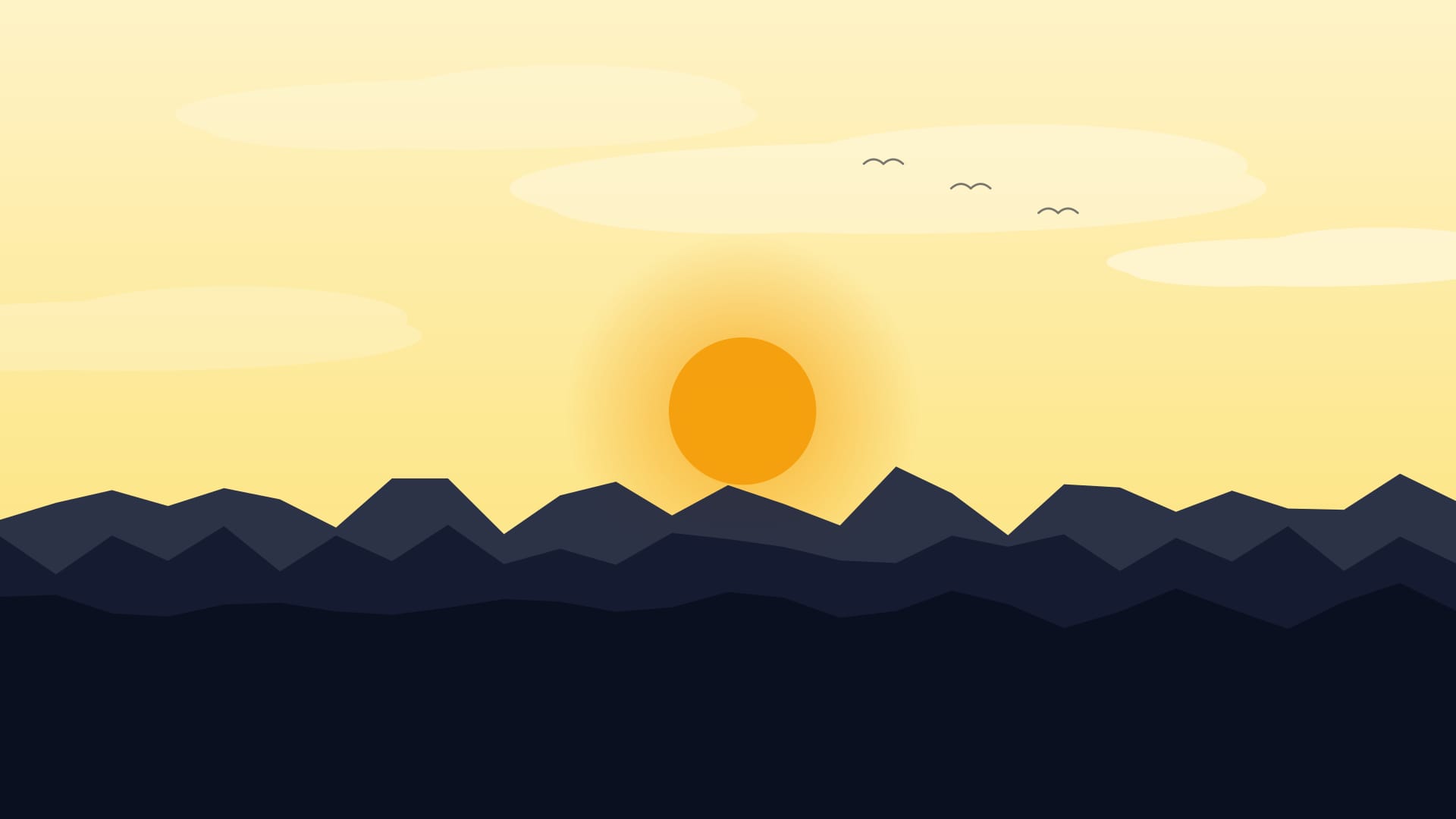 Blue hour village wallpaper in near-black and cream tones, 4K, 16:9 format for phone