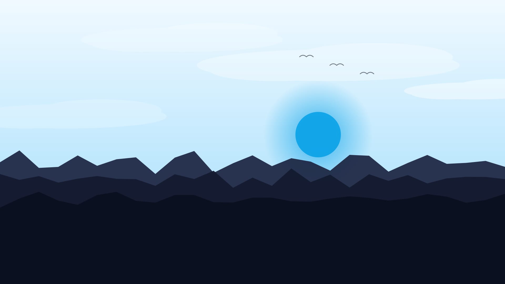 Blue hour village 2 wallpaper in pale sky and near-black tones, 4K, 16:9 format for phone