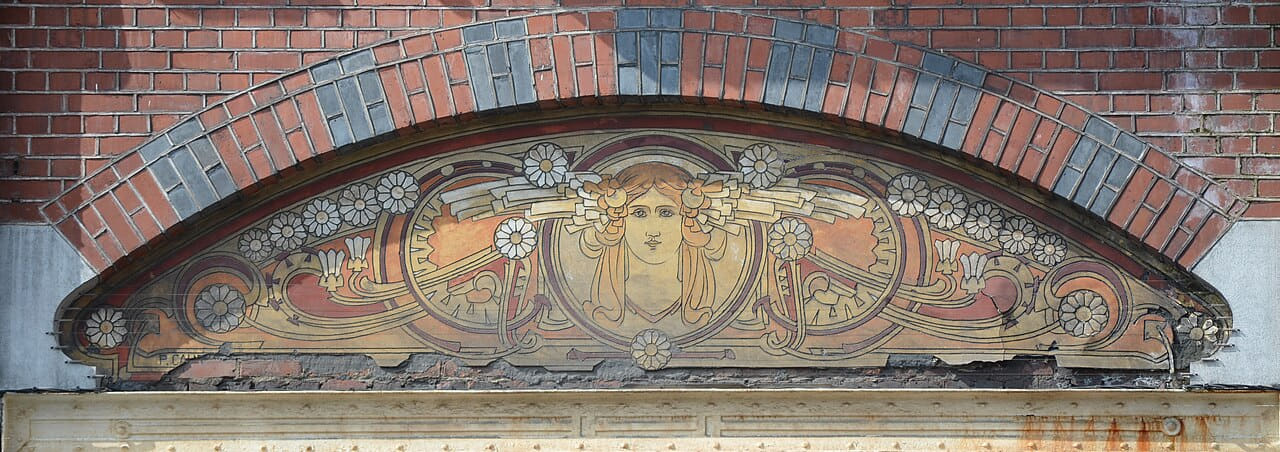 Charleroi - Art nouveau - sgraffite - Paul Cauchie… wallpaper in slate and slate tones, Full HD, 21:9 format for phone