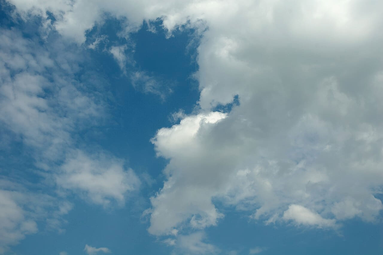 Clouds and blue sky in Russia. IMG 024 wallpaper in sage green and steel blue tones, Full HD, 4:3 format for phone