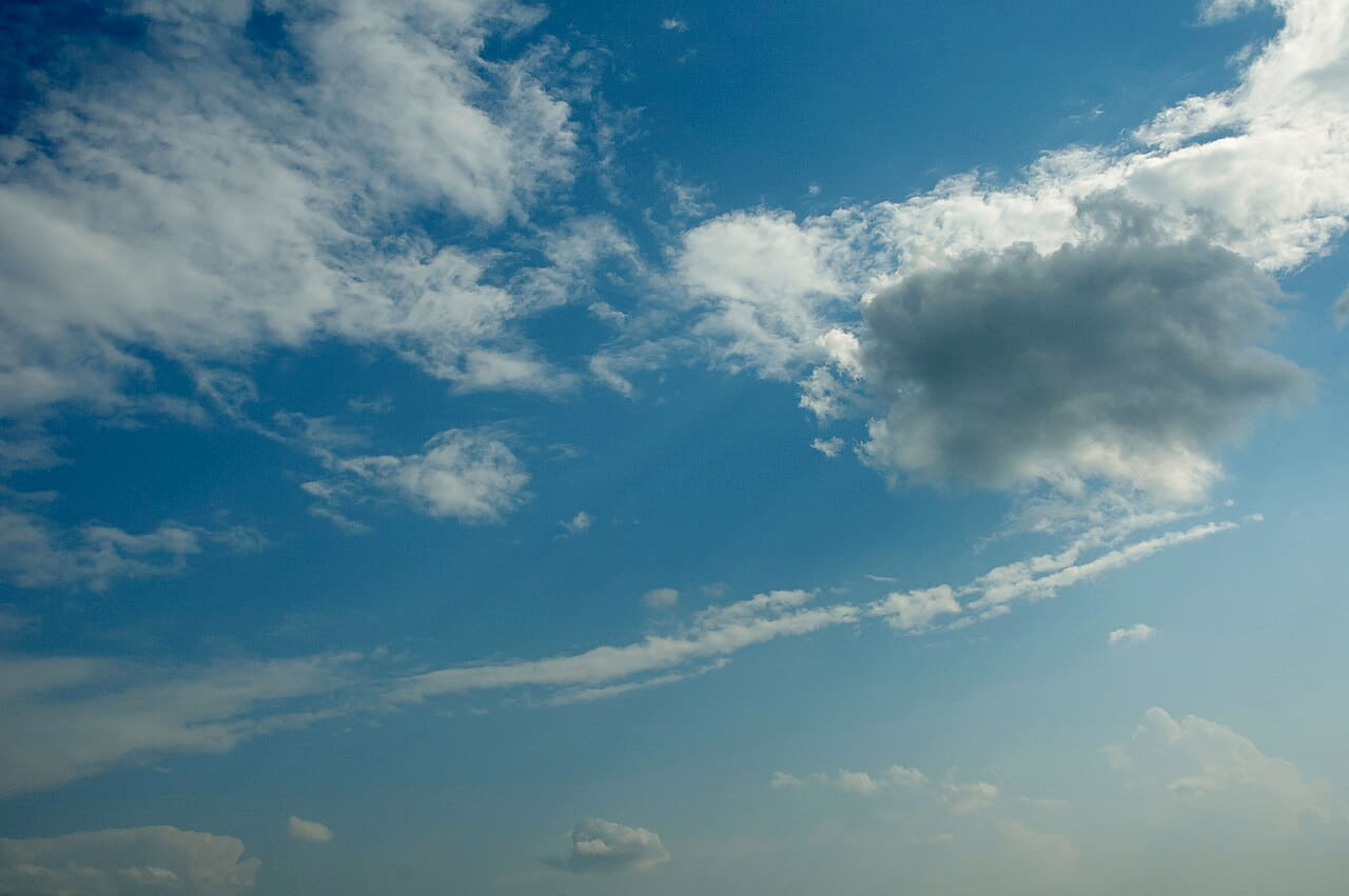 Clouds and blue sky in Russia. IMG 029 wallpaper in steel blue and sage green tones, Full HD, 4:3 format for phone