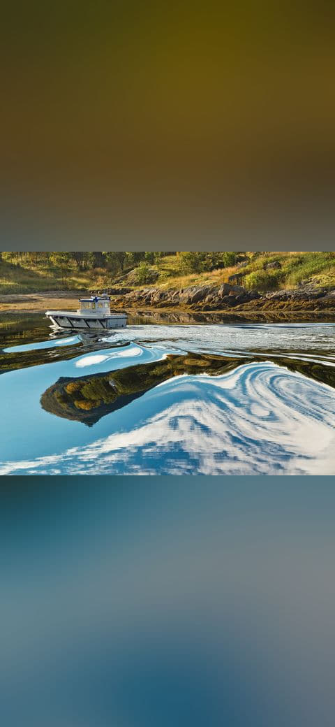 Distorting water reflections at Digermulen port,… wallpaper in charcoal and sand tones, Full HD, 4:3 format for phone