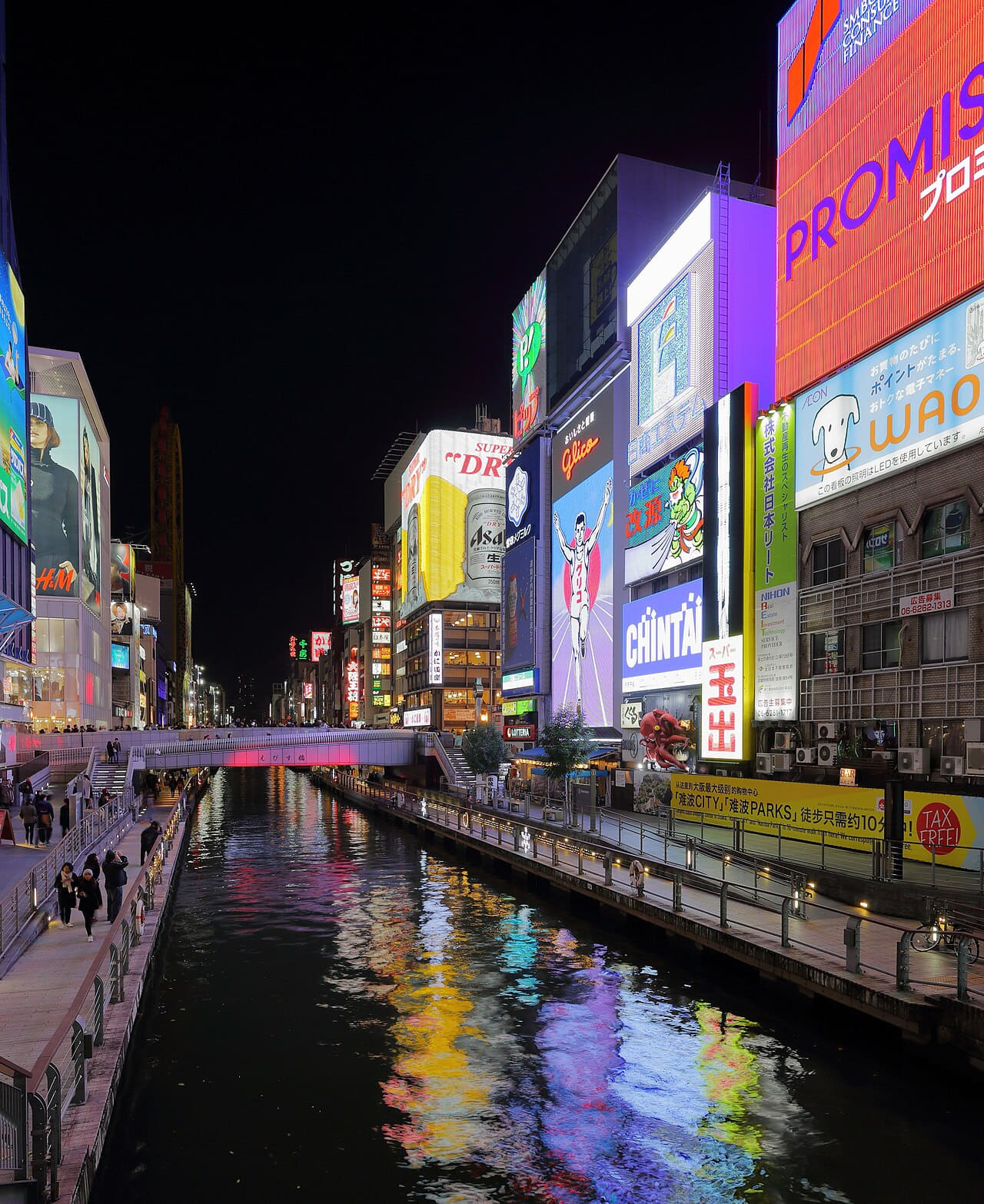 Dotonbori, Osaka, at night, November 2016 wallpaper in near-black and near-black tones, Full HD, 4:5 format for desktop