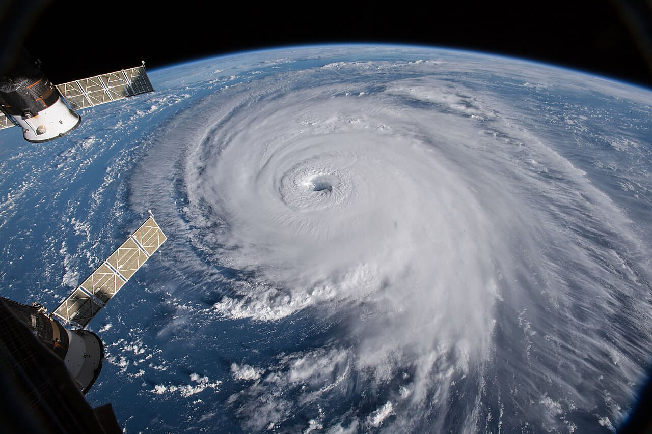 Dramatic Views of Hurricane Florence from the 12 wallpaper in near-black and sand tones, Full HD, 4:3 format for phone