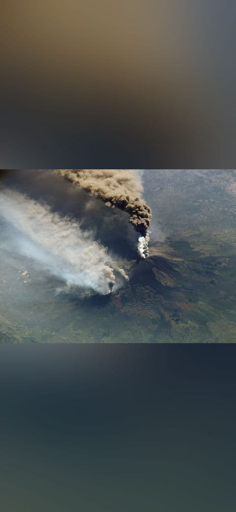 Etna eruption seen from the International Space… wallpaper in charcoal and olive tones, Full HD, 4:3 format for phone