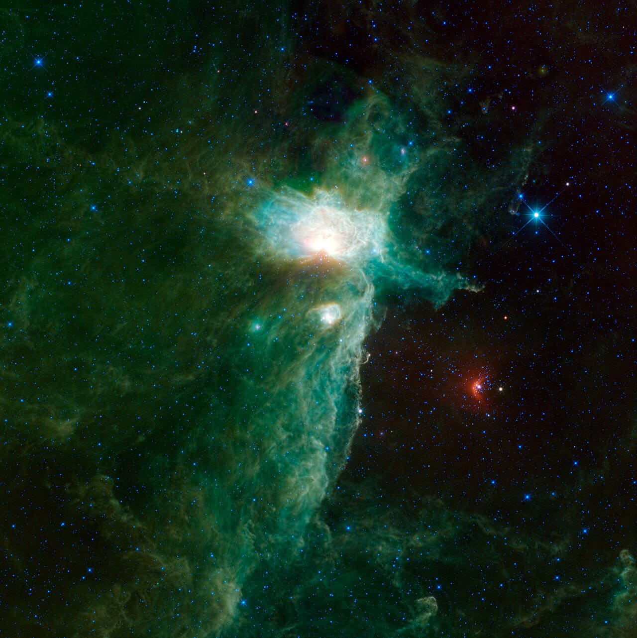 Flame nebula WISE wallpaper in near-black and near-black tones, Full HD, 1:1 format for desktop