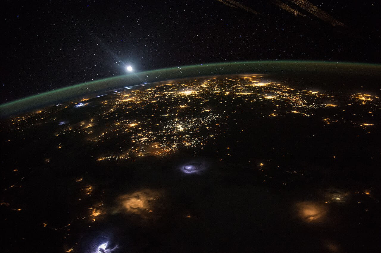 Good Morning From the International Space Station wallpaper in near-black and near-black tones, Full HD, 4:3 format for phone