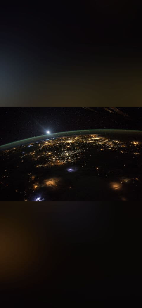 Good Morning From the International Space Station wallpaper in near-black and near-black tones, Full HD, 4:3 format for phone