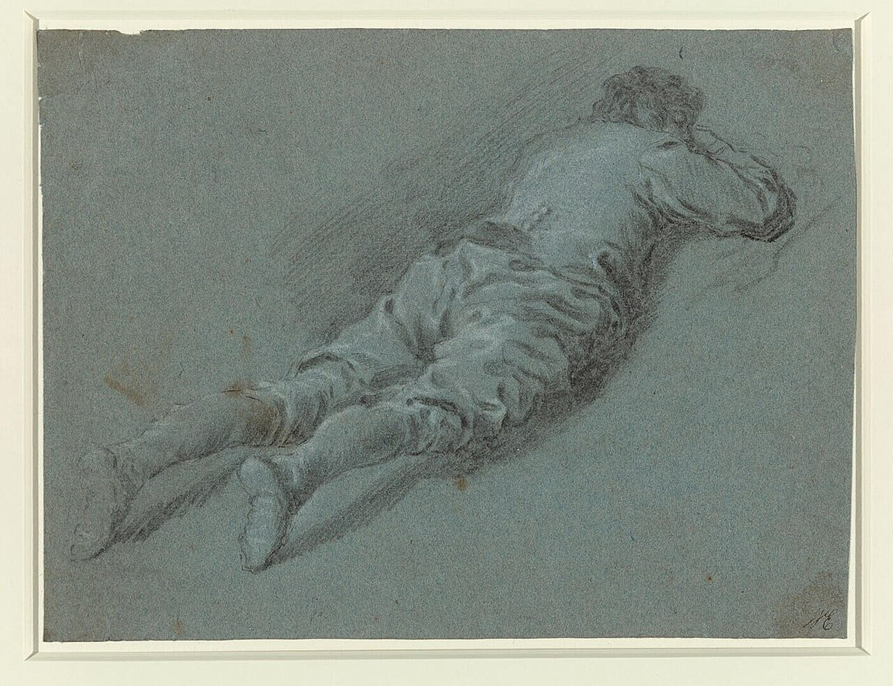 Govert Flinck - Youth Lying Down Prostrate, MB… wallpaper in slate and cream tones, Full HD, 4:3 format for phone