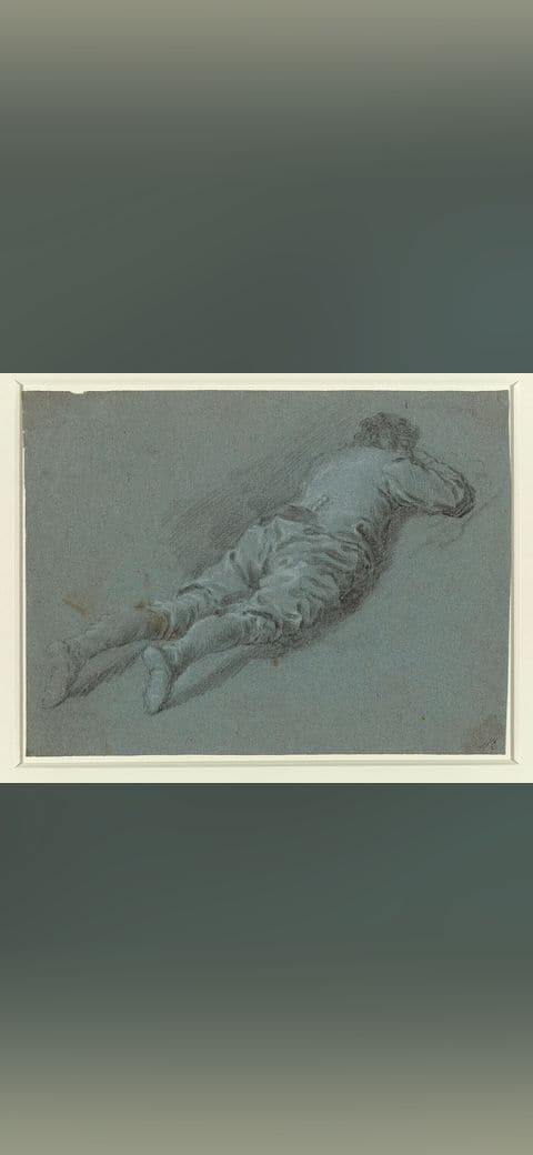 Govert Flinck - Youth Lying Down Prostrate, MB… wallpaper in slate and cream tones, Full HD, 4:3 format for phone