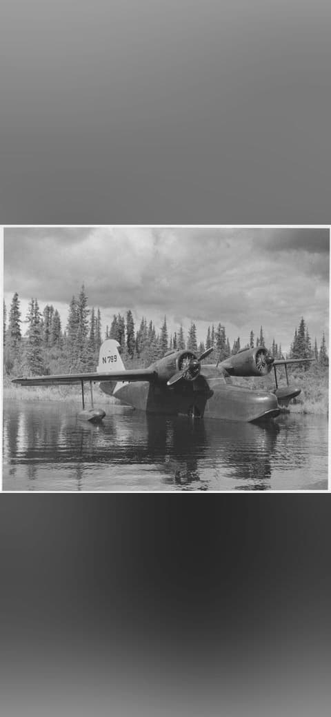 Grumman Goose amphibian vintage picture wallpaper in sage green and slate tones, Full HD, 4:3 format for phone
