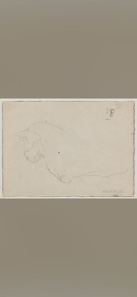 Gwen John - Cat lying down, NMW A 15588v wallpaper in blush and sand tones, Full HD, 4:3 format for phone