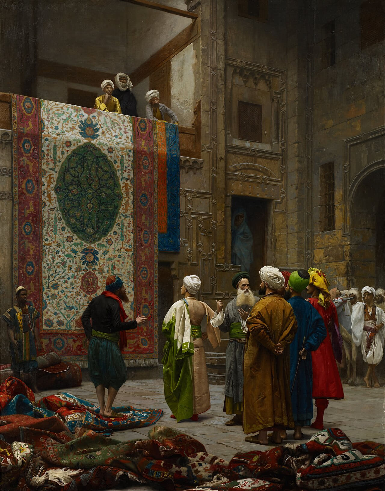 Jean-Léon Gérôme - The Carpet Merchant - Google Art… wallpaper in charcoal and near-black tones, Full HD, 4:5 format for phone