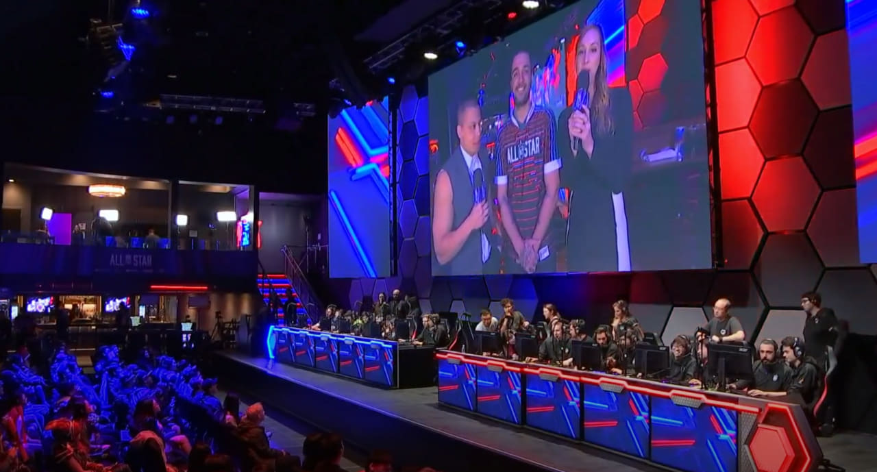 League of Legends All-Star Stage wallpaper in near-black and near-black tones, Full HD, 16:9 format for phone