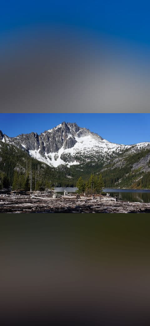 McClellan Peak seen from Upper Snow Lake wallpaper in charcoal and charcoal tones, Full HD, 4:3 format for desktop