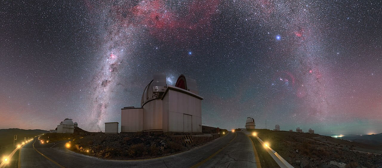 Milky Way Arching Over La Silla wallpaper in charcoal and olive tones, Full HD, 21:9 format for phone