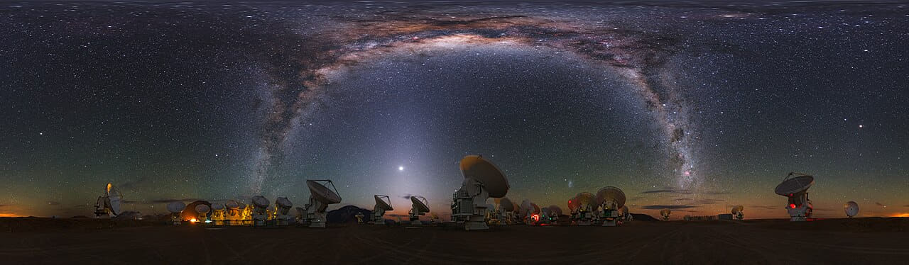 Milky Way at Chajnantor wallpaper in near-black and charcoal tones, Full HD, 21:9 format for phone