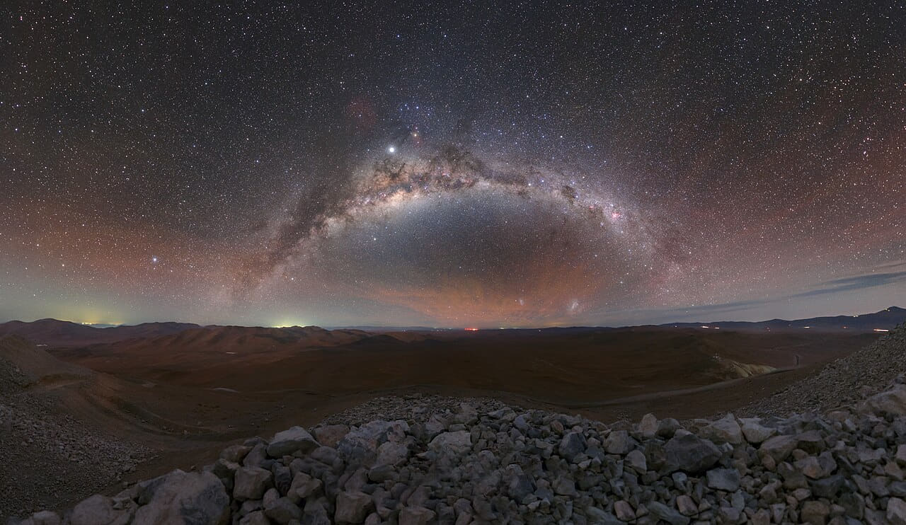 Milky Way viewed from Cerro Armazones, Chile wallpaper in charcoal and charcoal tones, Full HD, 16:9 format for phone