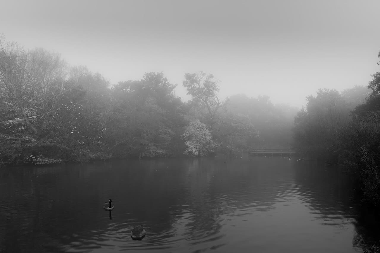 Misty Lake 2 wallpaper in sand and charcoal tones, Full HD, 4:3 format for phone