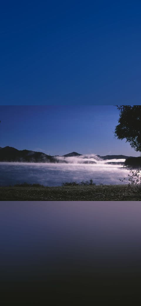 Morning mist Lake Tinaroo Tinaroo State Forest 0075 wallpaper in near-black and steel blue tones, Full HD, 4:3 format for phone