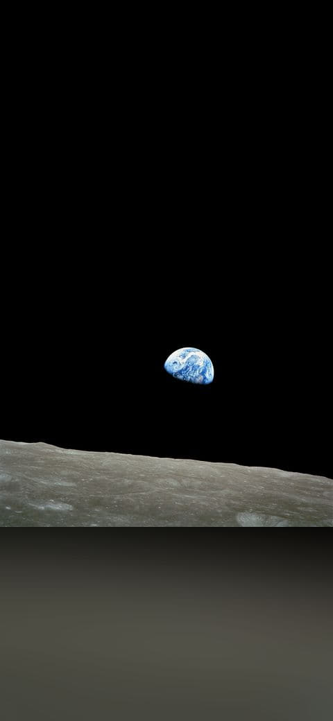 NASA-Apollo8-Dec24-Earthrise wallpaper in near-black and olive tones, Full HD, 1:1 format for phone