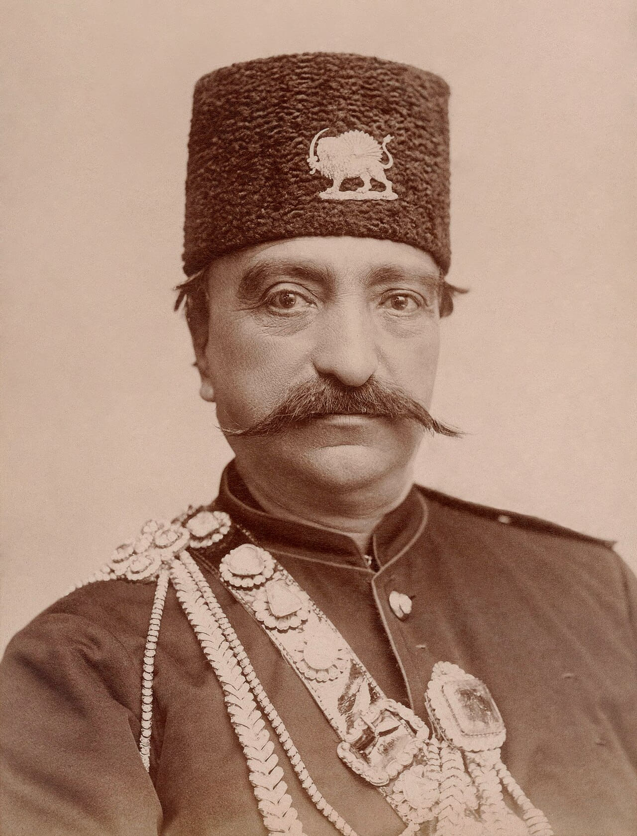 Naser al-Din Shah Qajar, close up, with slight… wallpaper in sand and sand tones, Full HD, 3:4 format for phone