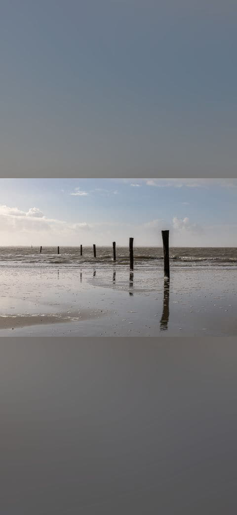 Norderney, Weststrand wallpaper in sage green and slate tones, Full HD, 4:3 format for phone
