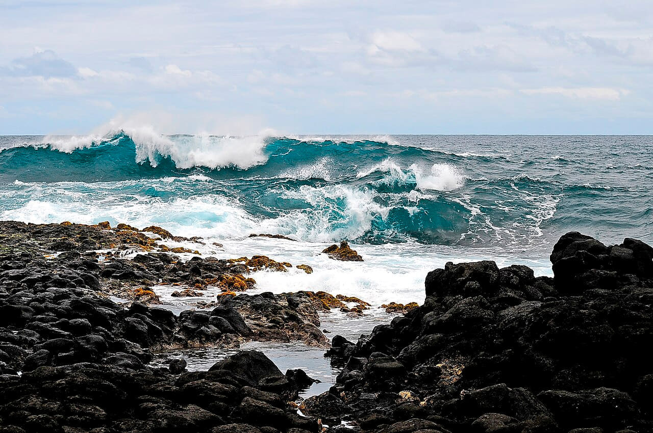 Olas Pascua 1 wallpaper in mint and near-black tones, Full HD, 4:3 format for phone