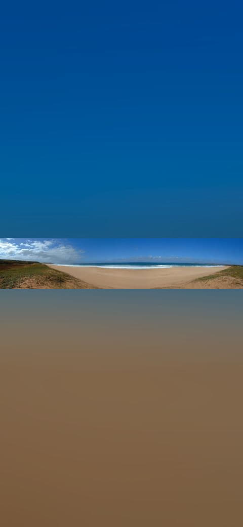 Papohaku Beach and Dune 180 Panorama Molokai Hawaii… wallpaper in slate and steel blue tones, Full HD, 21:9 format for phone