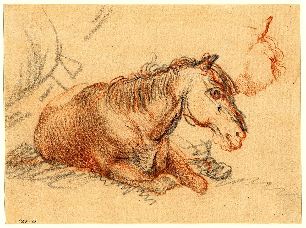 Rembrandt - Attributed to - A horse lying down;… wallpaper in blush and blush tones, Full HD, 4:3 format for phone