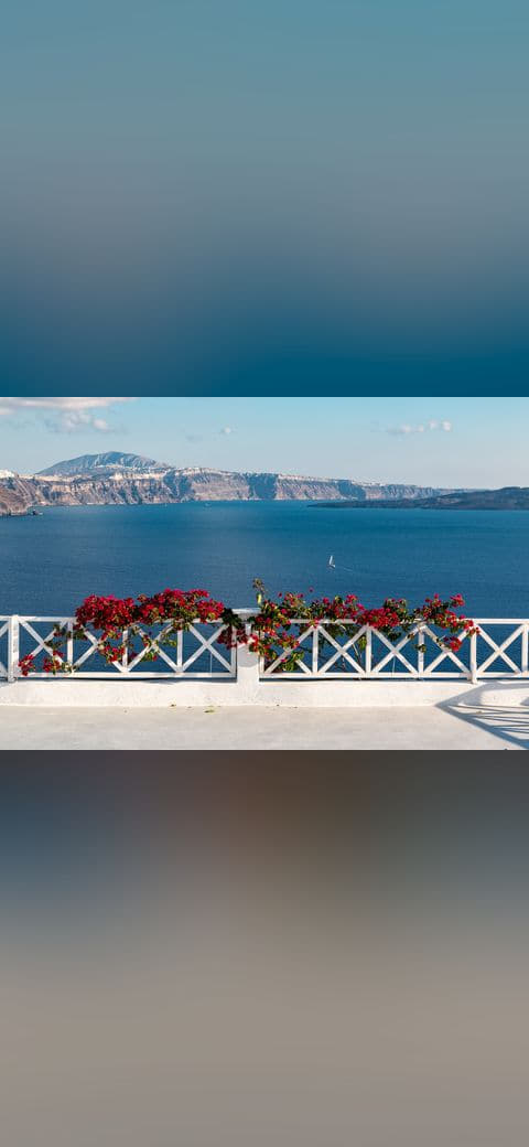 Santorin , Ia wallpaper in steel blue and steel blue tones, Full HD, 4:3 format for phone