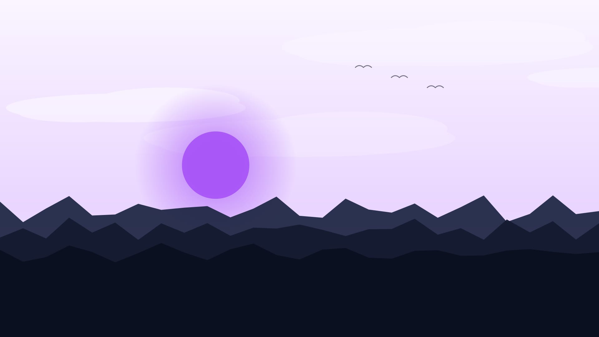 Sea of clouds 2 wallpaper in near-black and lavender tones, 4K, 16:9 format for phone