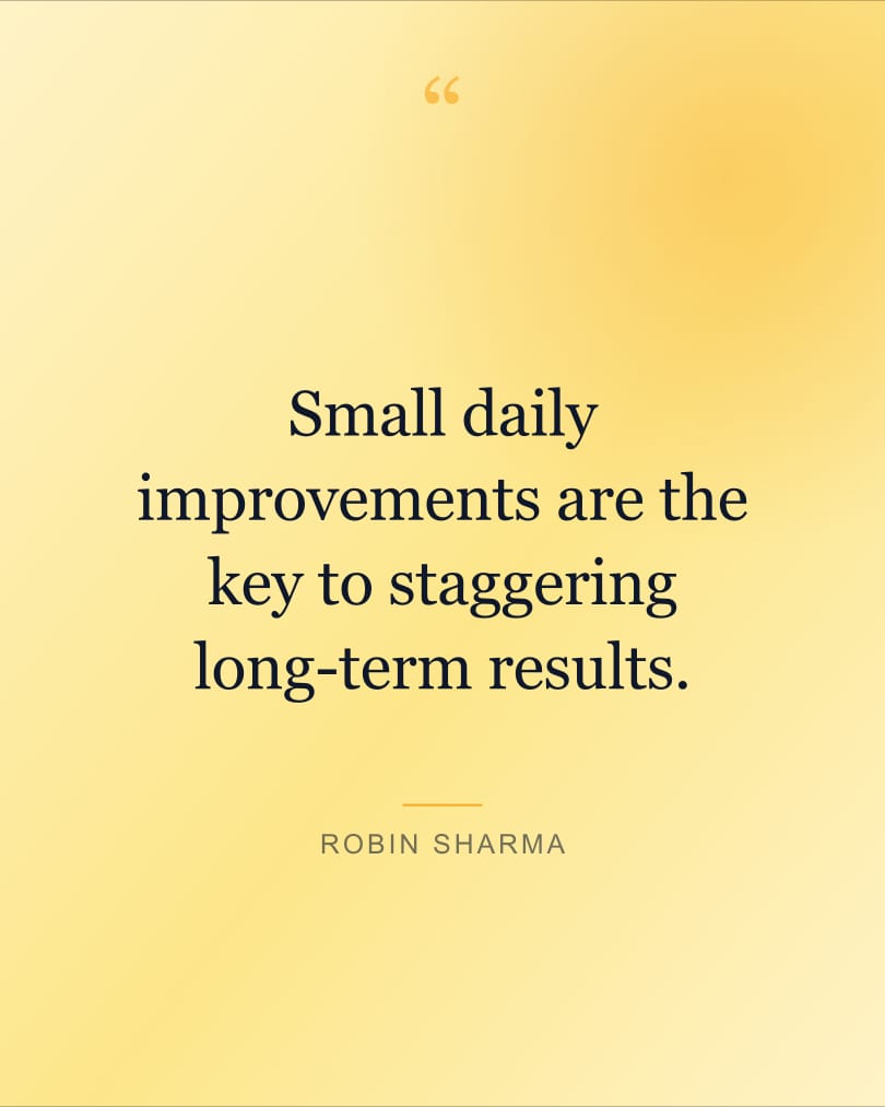 Quote wallpaper reading "Small daily improvements are the key to staggering…" on a cream and blush background, HD, 4:5 format
