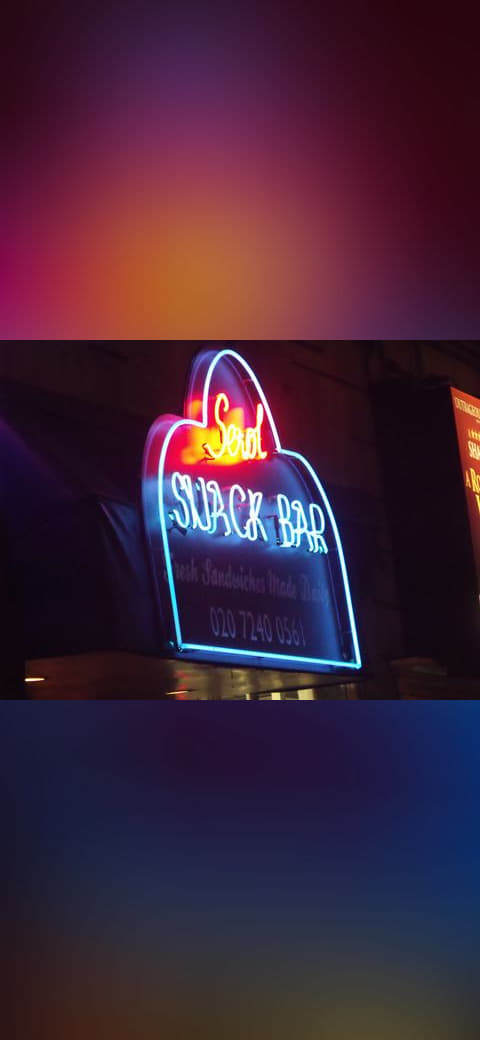 Snack Bar - Aldwych, London - Neon signs 2 wallpaper in near-black and near-black tones, Full HD, 4:3 format for desktop