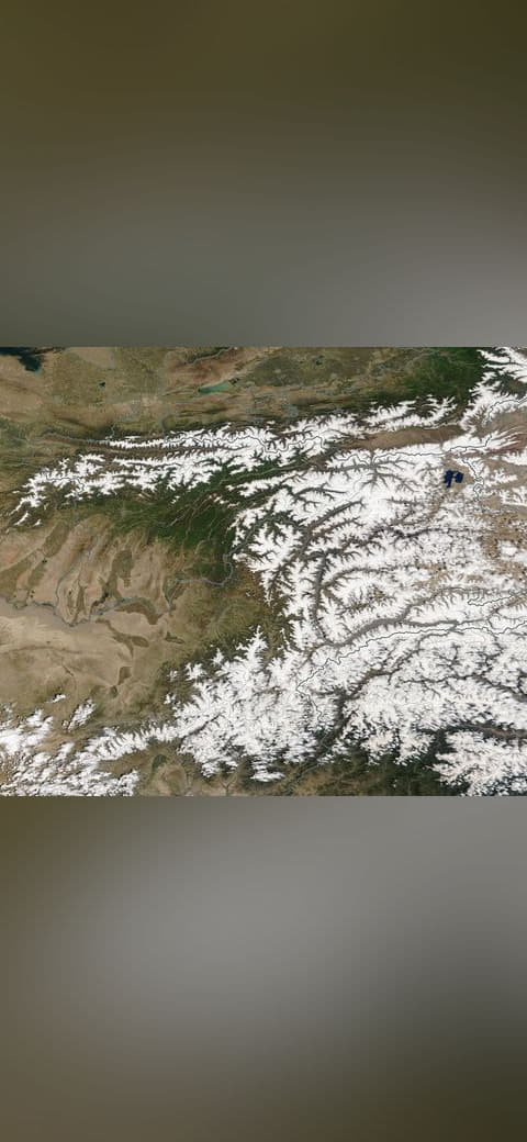 Snow in the mountains of Tajikistan wallpaper in olive and sand tones, Full HD, 4:3 format for desktop