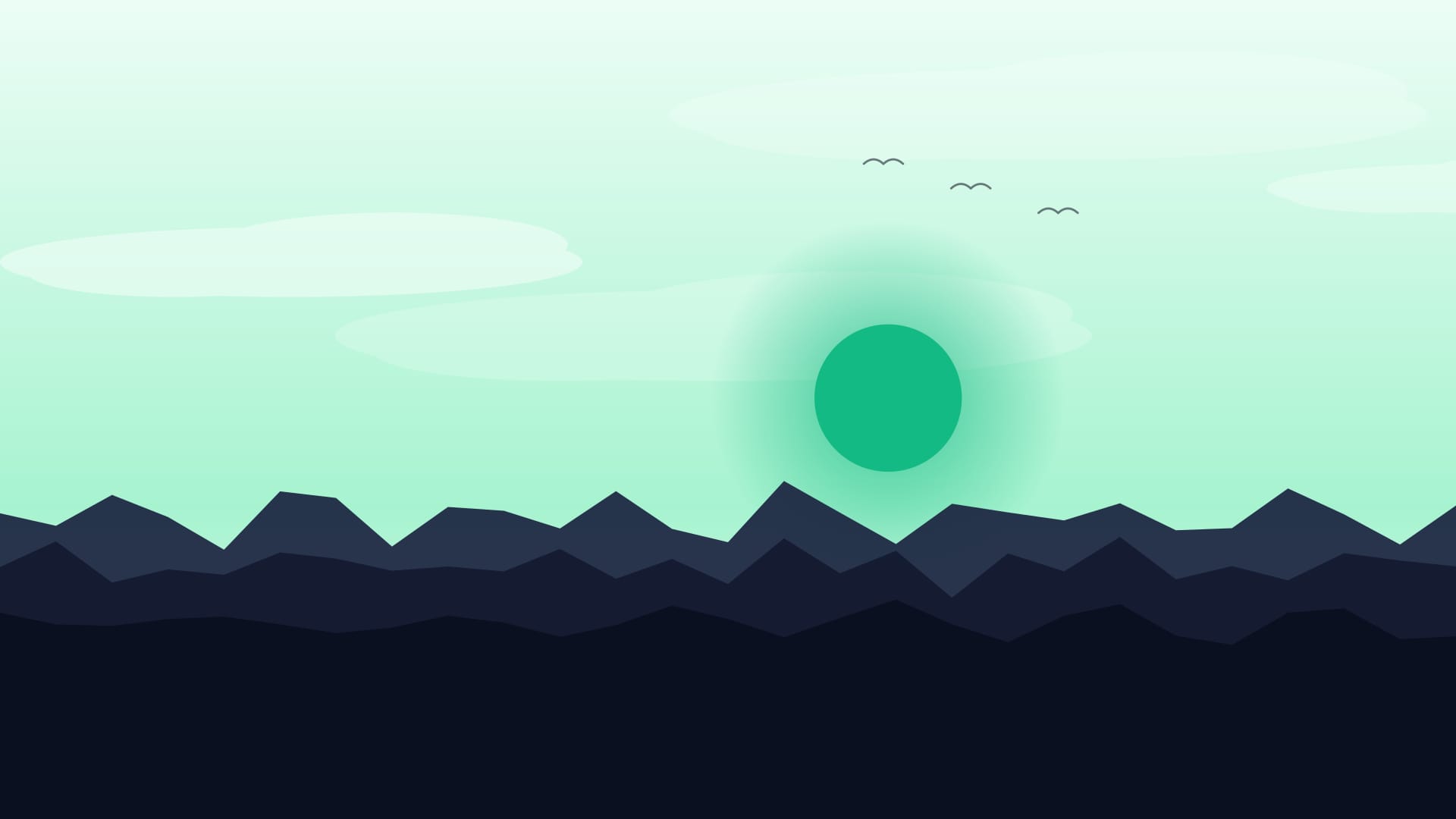 Snow peak wallpaper in near-black and mint tones, 4K, 16:9 format for phone