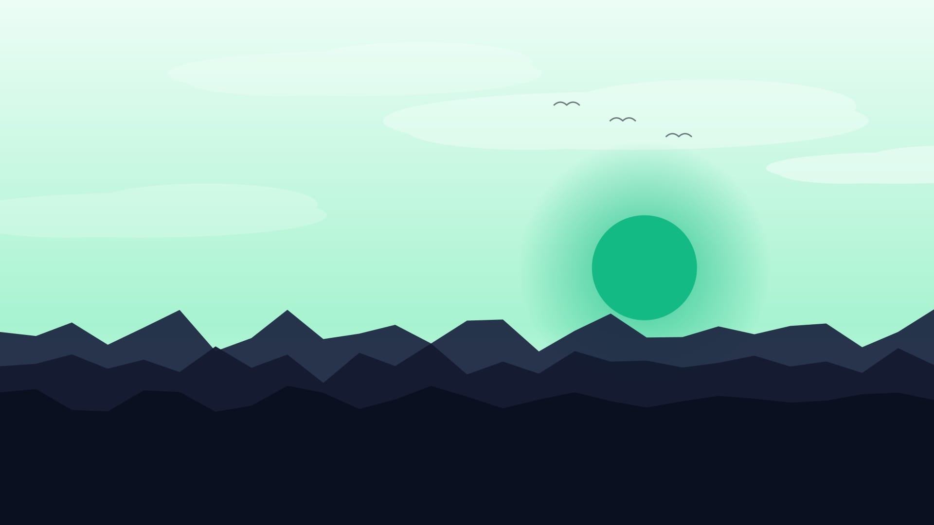 Starry ridge 2 wallpaper in near-black and mint tones, 4K, 16:9 format for phone