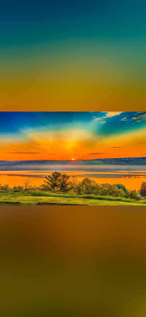 Sunrise over Seneca Lake - New York - US wallpaper in burnt orange and burnt orange tones, Full HD, 16:9 format for phone