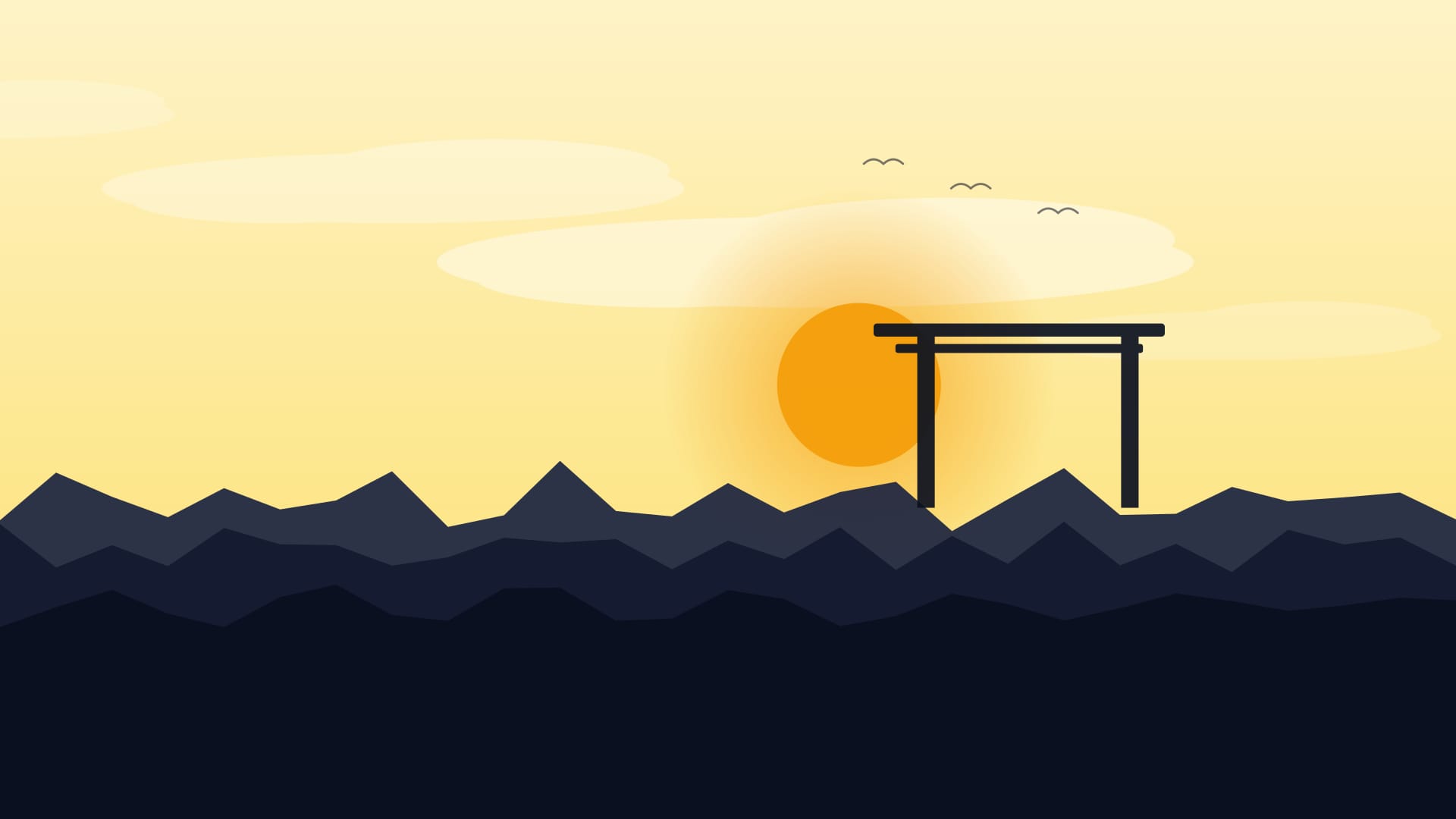 Sunrise valley wallpaper in near-black and cream tones, 4K, 16:9 format for phone