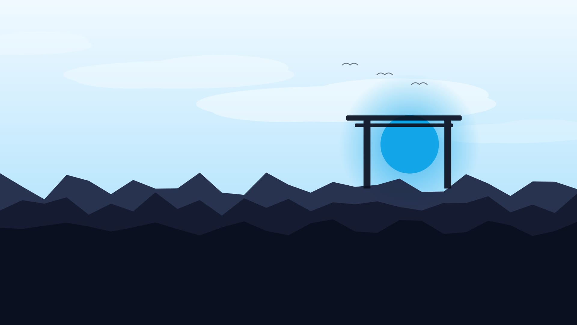Sunrise valley 2 wallpaper in pale sky and near-black tones, 4K, 16:9 format for phone