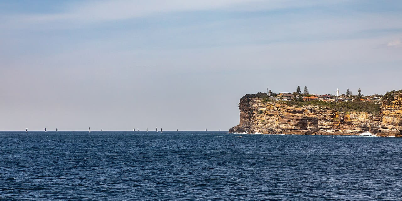 Sydney , Watsons Bay wallpaper in sand and steel blue tones, Full HD, 16:9 format for phone