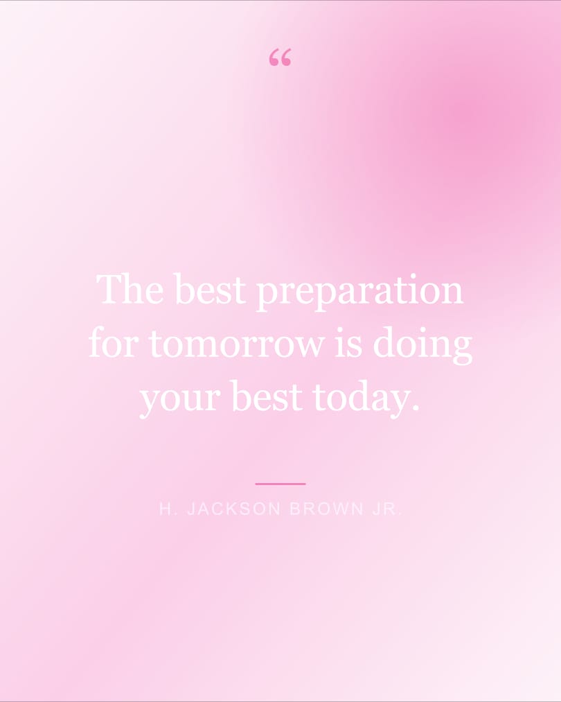 Quote wallpaper reading "The best preparation for tomorrow is doing your…" on a lavender and cream background, HD, 4:5 format