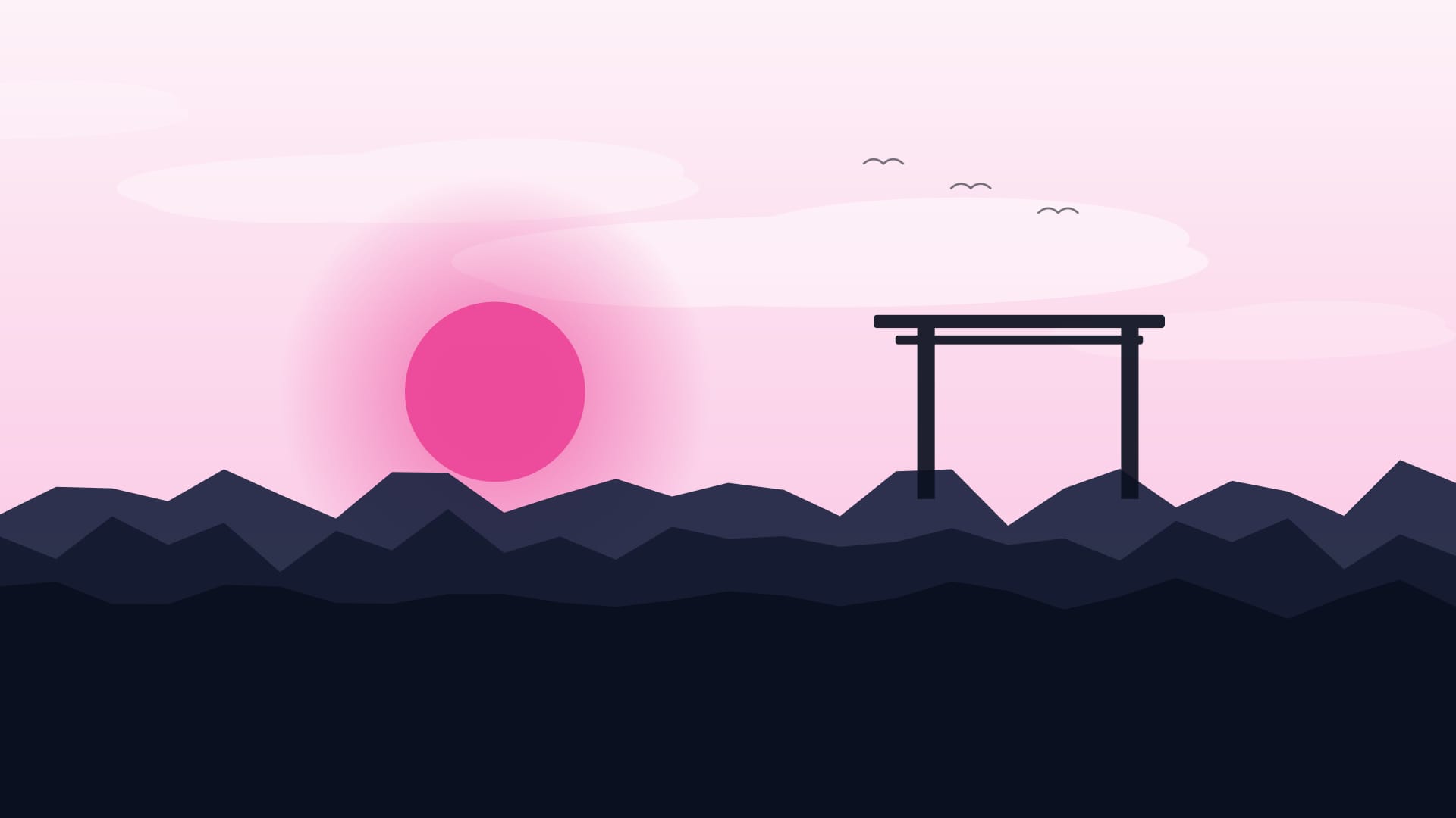 Torii gate at dusk 2 wallpaper in cream and near-black tones, 4K, 16:9 format for phone
