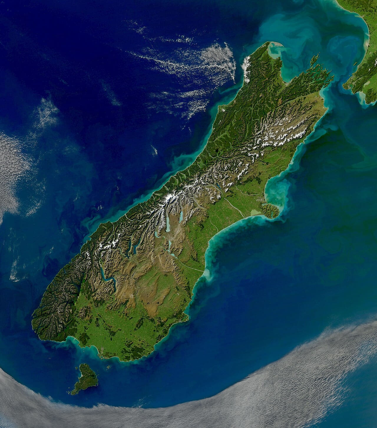 Turbid Waters Surround New Zealand - crop wallpaper in deep green and midnight blue tones, Full HD, 4:5 format for phone